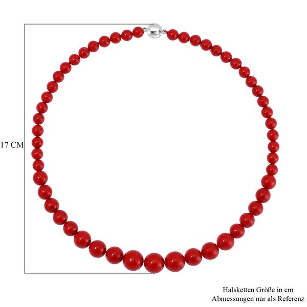 Rote Muschelkernperle Halskette ca. 50 cm Reiner Edelstahl image number 5