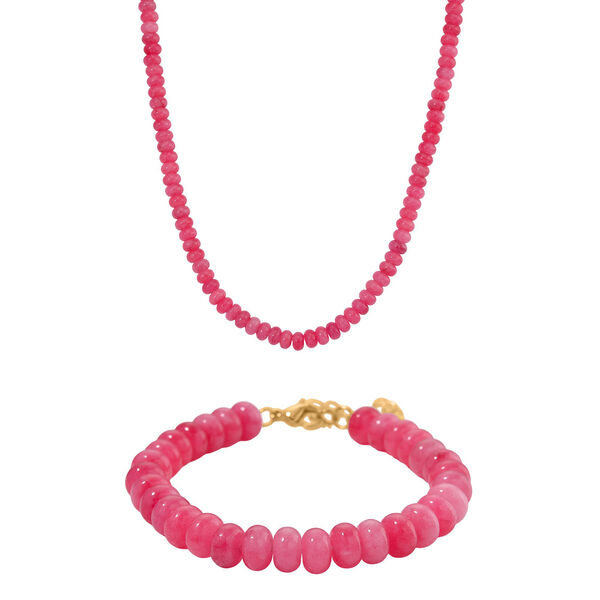Rosa Quarzit 45+5cm Halskette und 17+5cm Armband image number 0