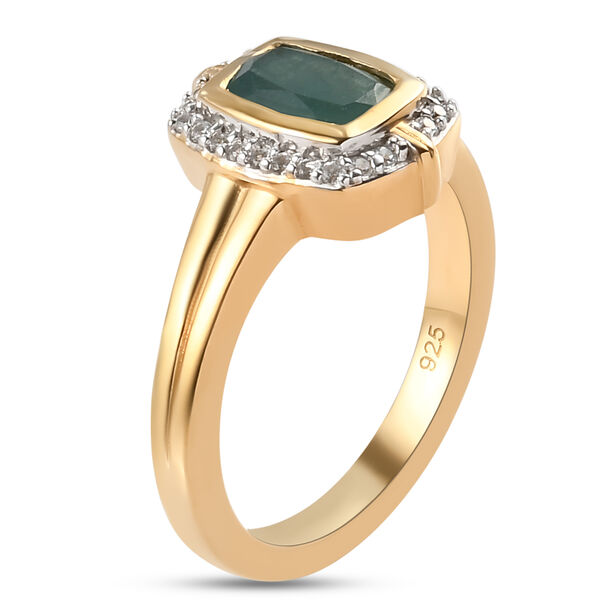 Blaugrüner Grandidierit und Zirkon Ring 925 Silber vergoldet  ca. 1,20 ct image number 5