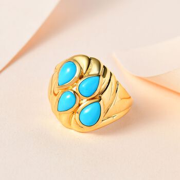 Amerikanischer, nat&uuml;rlicher Sleeping Beauty T&uuml;rkis Ring, 925 Silber Gelbgold Vermeil, (Gr&ouml;&szlig;e 17.00) ca. 2.05 ct