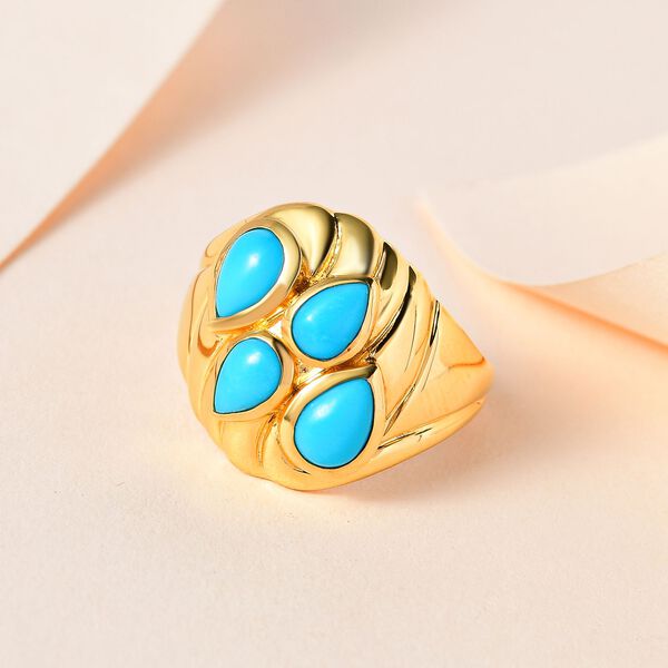 Amerikanischer, nat&uuml;rlicher Sleeping Beauty T&uuml;rkis Ring, 925 Silber Gelbgold Vermeil, (Gr&ouml;&szlig;e 17.00) ca. 2.05 ct image number 2