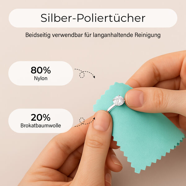 Reise-Schmuckkästchen mit 10 Silberputztüchern, 17x11x5 cm (Box), 11x7 cm (10 Tücher), Grün image number 4