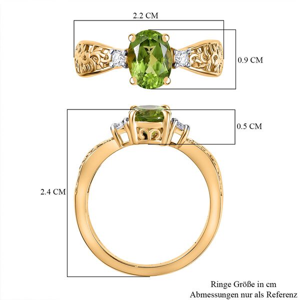 Natürlicher Peridot und Zirkon Ring - 1,32 ct. image number 6