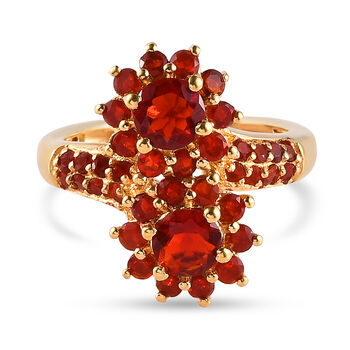 Mexikanischer Kirschfeuer-Opal Bypass Ring 925 Silber vergoldet (Gr&ouml;&szlig;e 16.00) ca. 1,44 ct