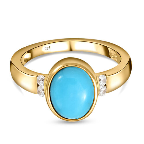 Amerikanischer, natürlicher Sleeping Beauty Türkis und Zirkon-Ring - 1,84 ct. image number 0