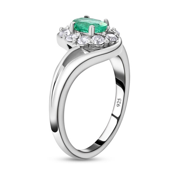 AAA Kagem sambischer Smaragd und weißer Zirkon-Ring - 0,93 ct. image number 5