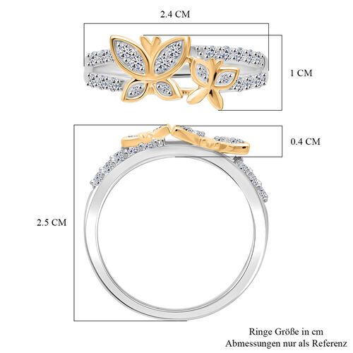 LUXURIOUS DIAMOND -Lab Grown Diamant SI Ring 925 Silber Rhodiniert und 750 Gelbgold Vermeil (Größe 16.00) ca. 0.54 ct image number 6
