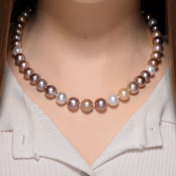 AAA Mehrfarbige Edison Perle (9-11 mm) Halskette, ca. 45 cm + 5 cm extender, 925 Silber vergoldet