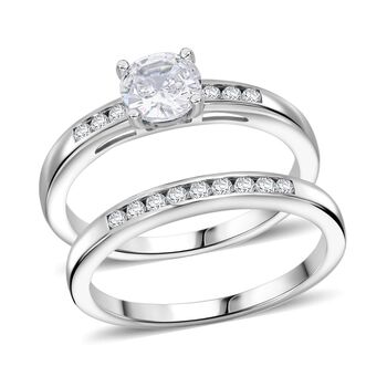 2er Set- Lustro Stella Wei&szlig;er Zirkonia Ring 925 Silber rhodiniert, (Gr&ouml;&szlig;e 19.00)