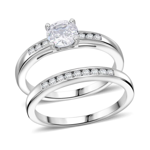 2er Set- Lustro Stella Wei&szlig;er Zirkonia Ring 925 Silber rhodiniert, (Gr&ouml;&szlig;e 19.00) image number 3