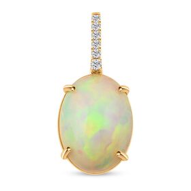 AAA Natürlicher, äthiopischer Welo Opal, Weißer Diamant AGI zertifiziert und geprüft Schmuckset 417 Gold ca. 6.96 ct
