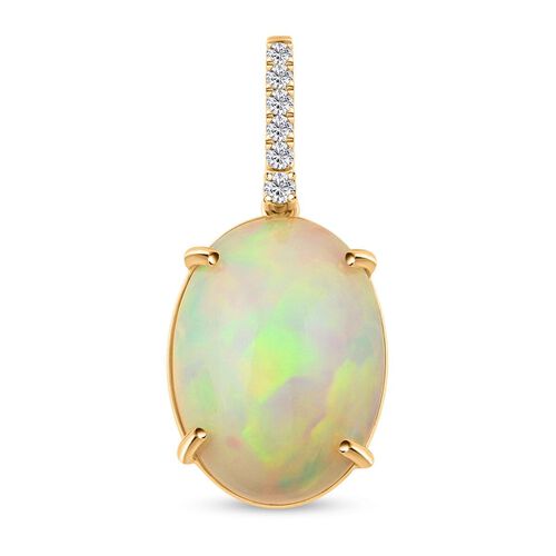 AAA Natürlicher, äthiopischer Welo Opal, Weißer Diamant AGI zertifiziert und geprüft Schmuckset 417 Gold ca. 6.96 ct image number 0