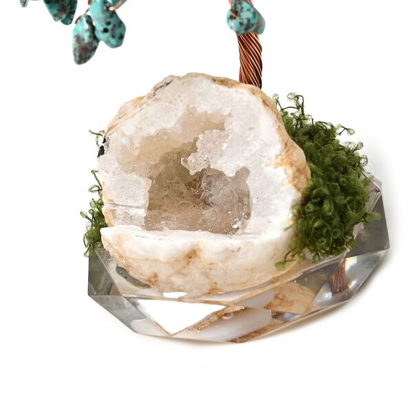 Handgefertigter T&uuml;rkis-Kristallbaum aus Kupferdraht, 7&times;12 cm, T&uuml;rkisblau image number 5
