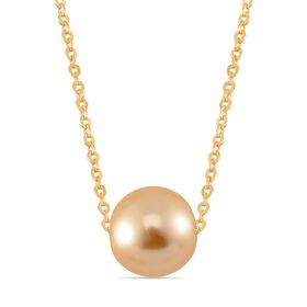 Goldene Muschelkernperle Halskette Flexibles 925 Silber vergoldet