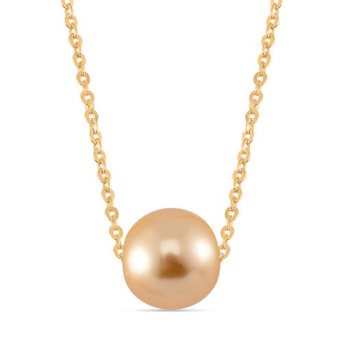 Goldene Muschelkernperle Halskette Flexibles 925 Silber vergoldet image number 0