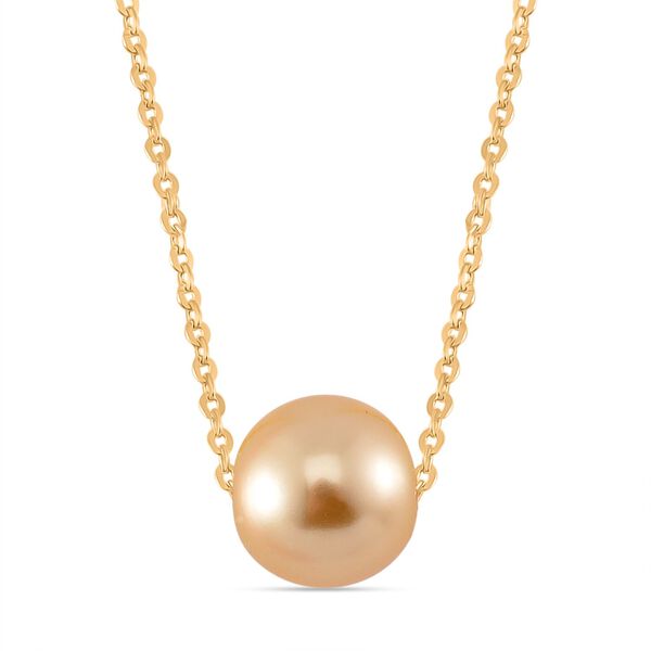 Goldene Muschelkernperle Halskette Flexibles 925 Silber vergoldet image number 0