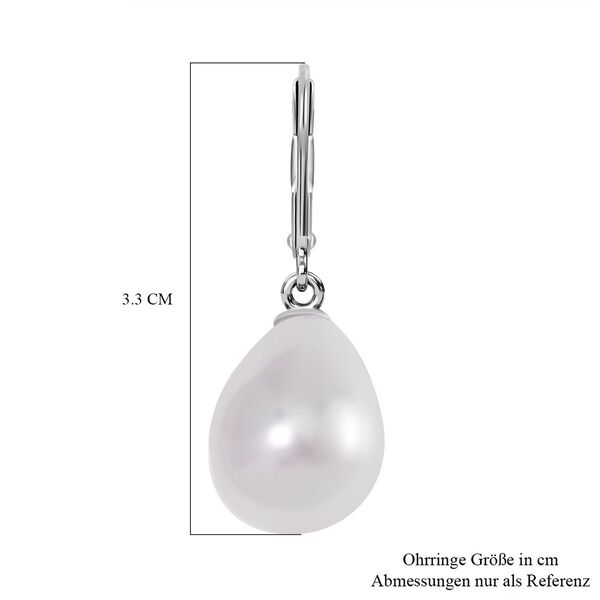 Wei&szlig;e Muschelkernperle Ohrringe 925 Silber rhodiniert image number 5