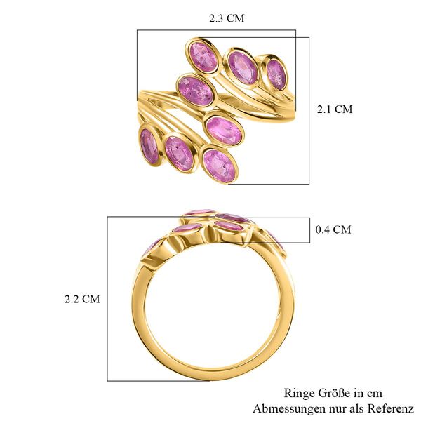 Ilakaka Rosa Saphir (Fissure gefüllt) Ring, 925 Silber vergoldet (Größe 19.00) ca. 3.11 ct image number 7