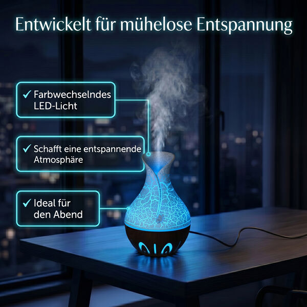 LIVMORE Luftbefeuchter mit 7 &auml;therischen &Ouml;len, 200 ml Wasserkapazit&auml;t, Kaffee image number 3