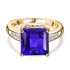 Tansanit-Farbe Quarz, Weißer Topas Ring 925 Silber 750 Gelbgold Vermeil (Größe 16.00) ca. 5,88 ct