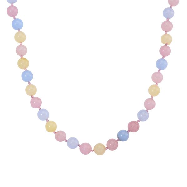 Mehrfarbige Beryll Quarzit Halskette, ca. 45 cm + 5 cm Extender, 316L Edelstahl ca. 270.00 ct