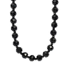 Schwarze Glasachat und schwarze Spinell 45cm Halskette - 230 ct.