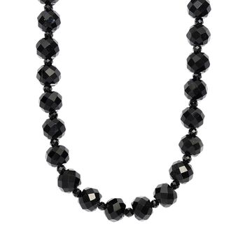 Schwarze Glasachat und schwarze Spinell 45cm Halskette - 230 ct.
