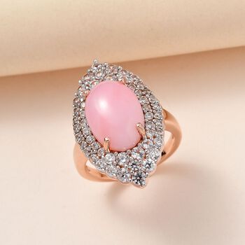 AA rosa Opal und Zirkon Ring - 7,17 ct.