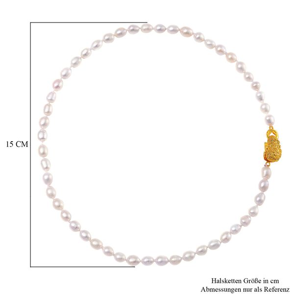 Weiße Süßwasser Perle Halskette ca. 50 cm Standard gelb vergoldet image number 4