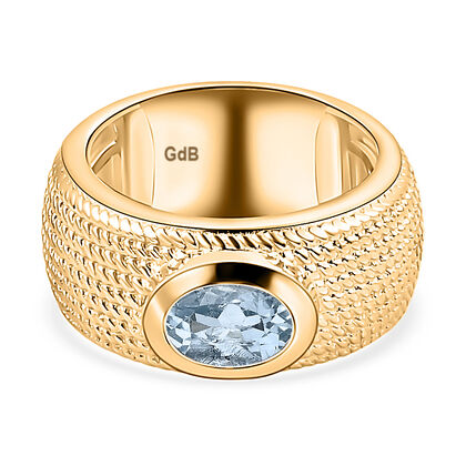 Himmelblauer Topas Ring, vergoldet (Größe 20.00) ca. 1.52 ct