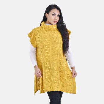 &Auml;rmelloser Rollkragenpulli, Gelb