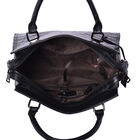 Echtes Leder mit Kroko-Prägung Handtasche mit Schulterriemen und Reißverschluss, Schwarz image number 3