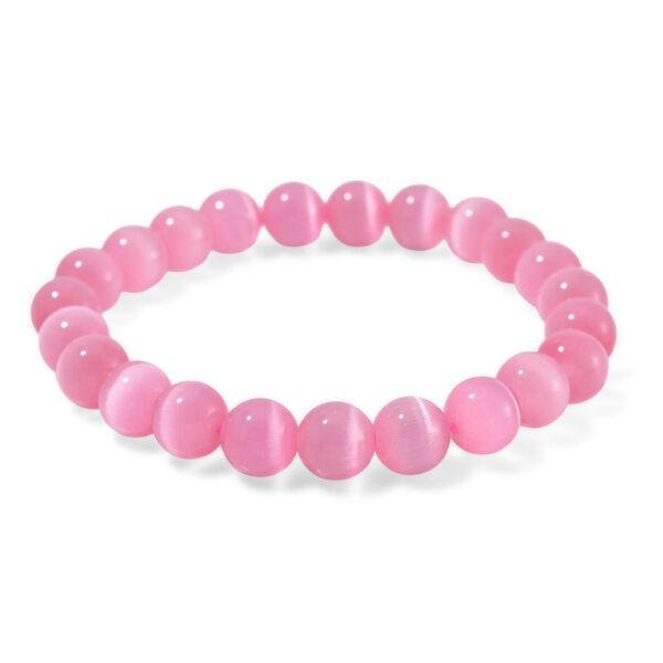 Flexibles rosa Katzenaugen Armband mit Chatoyance-Effekt