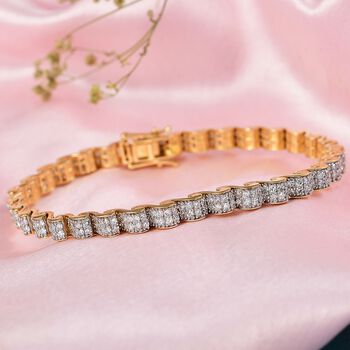 LUXURIANT SGL zertifiziertes SI-GH Labor Diamant 19cm Armband, 925 Silber 750 Gelbgold Vermeil - 4,50 ct.