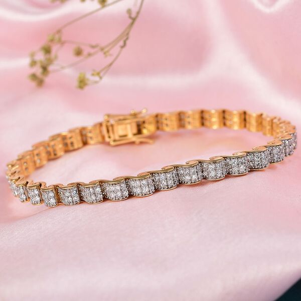 LUXURIANT SGL zertifiziertes SI-GH Labor Diamant 19cm Armband, 925 Silber 750 Gelbgold Vermeil - 4,50 ct. image number 1