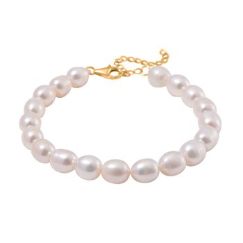 Wei&szlig;es S&uuml;&szlig;wasserperlen-Armband, 19 cm