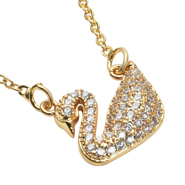 Weiße Zirkonia Schwan-Halskette, 43 cm image number 4