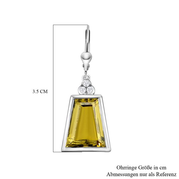 Ouro Verde-Quarz und Zirkon-Ohrh&auml;nger in Silber, 18,10 ct. image number 6