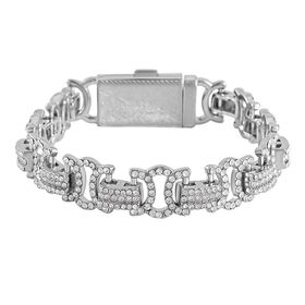 Weißer Kristall Armband, ca. 20 cm, silberfarben