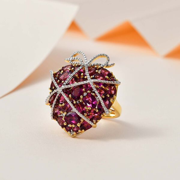 GP Amore Kollektion- Rhodolith Granat, Zirkon und blauer Saphir-Ring- 9,29 ct. image number 2