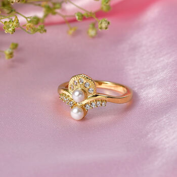 EVER TRUE S&uuml;&szlig;wasser Perle (4 mm), Wei&szlig;er Zirkon Ring Nickelfreies Messing (Gr&ouml;&szlig;e 21.00)