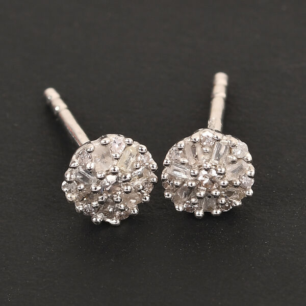 Diamant Cluster Ohrstecker 925 Silber platiniert ca. 0,15 ct image number 2