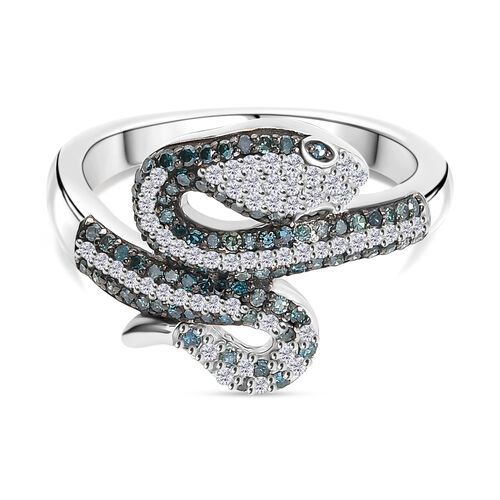 GP Kanchanaburi Blauer Saphir, Blauer Diamant Ring 925 Silber rhodiniert (Größe 17.00) ca. 0.57 ct image number 0