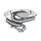 GP Kanchanaburi Blauer Saphir, Blauer Diamant Ring 925 Silber rhodiniert (Größe 17.00) ca. 0.57 ct