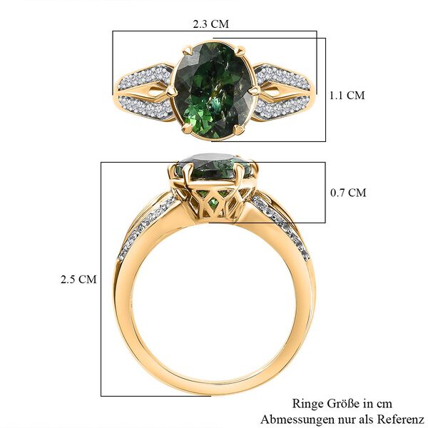 Natürlicher grüner Apatit, Weißer Zirkon Ringe 925 Silber Gelbgold Vermeil (Größe 21.00) ca. 2.83 ct image number 7