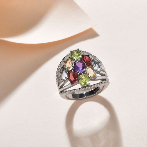 Mehrfarbiger Ring, Edelstahl (Größe 17.00) ca. 3.64 ct image number 1
