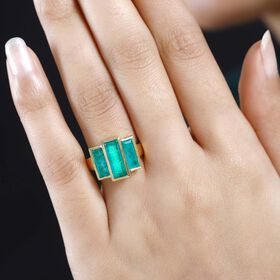 Smaragd Triplett Quarz Ring - 5,17 ct.