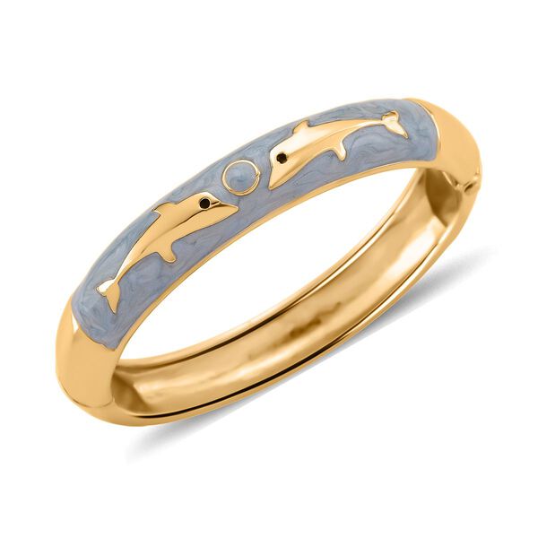 Emaille-Armreif mit Fischmotiv, Hellblau, ca. 18,5 cm image number 4