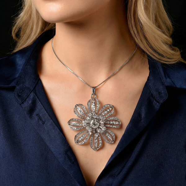 Wei&szlig;er Kristall Anh&auml;nger mit Kette ca. 63.5 cm + 5 cm Extender image number 2