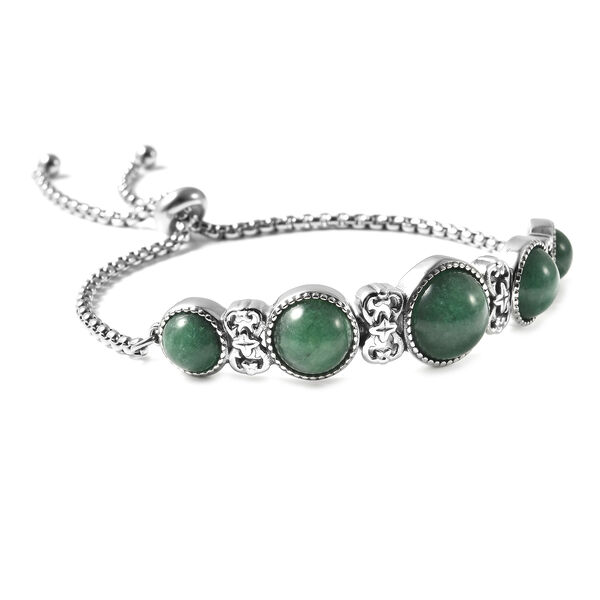 Gr&uuml;nes Aventurin Bolo-Armband, ca. 15.25 cm, Edelstahl ca. 14,00 ct image number 3